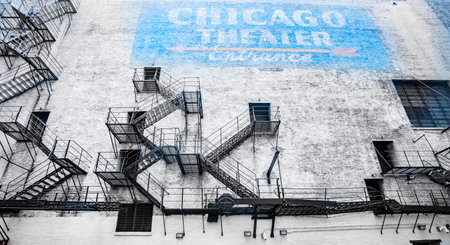 Chicago USA - August 27 2015; waterfront, Lake Michigan walkway with people sitting under trees...