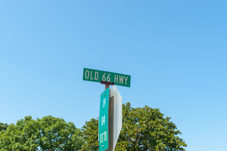 Old 66 Highway sign on Route 66, old style simple sign.