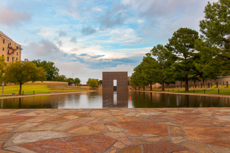 Oklahoma National Memorial and Museum located in downtown Oklahoma City on the former site of the Alfred P. Murrah Federal Building, which was destroyed in the 1995 bombing. Also known as Oklahoma Bombing Memorial.のeditorial素材