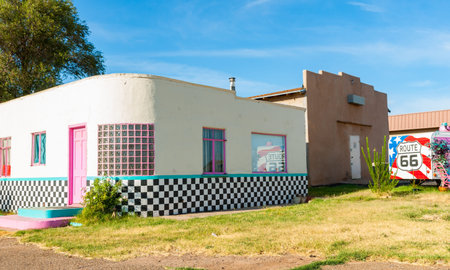 Tucumcari, Route 66, New Mexico, USA. - September 15 2015; Quaint art deco home  architecture in...