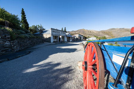 Cromwell New Zealand - April 13 2022; Street and historic architecture in tourism town Heritage Precinctのeditorial素材