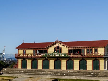 Wellington New Zealand - October 2 2010; Boatshed heritage building and venue. and boating club in city waterfront developmentのeditorial素材