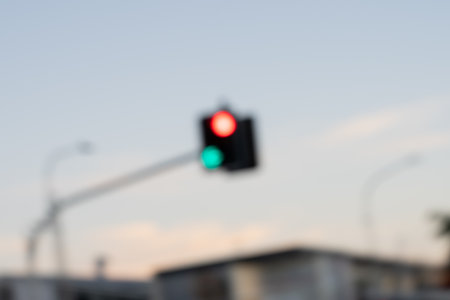 Traffic lights abstract in motion blur.impressionist background.の写真素材