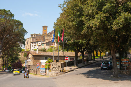 Sutri Italy -  April 17 2011; Corner on hill with typical ancient Italian buildingsのeditorial素材