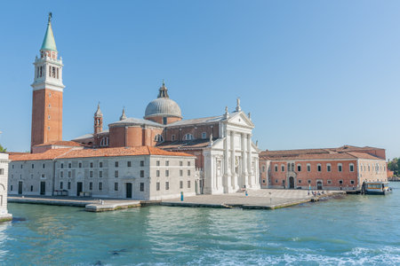 Venice Italy - May 10 2011; Famous landmark on one of islands of Venice San Gregorio church and bell towerのeditorial素材