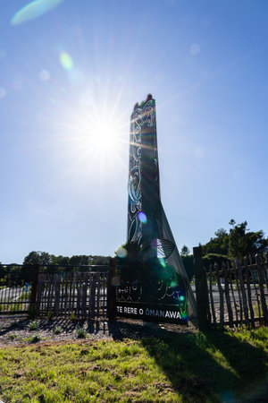 Tauranga New Zealand - February 2024; Cultural Entrance at Omanawa Falls trackのeditorial素材