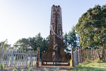 Tauranga New Zealand - February 5 2024; Entrance at Omanawa Falls track.のeditorial素材