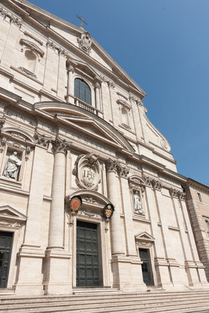 Rome Italy May 20 2011; Architectural styles of building facades surrounding famous Navona Piazzaのeditorial素材