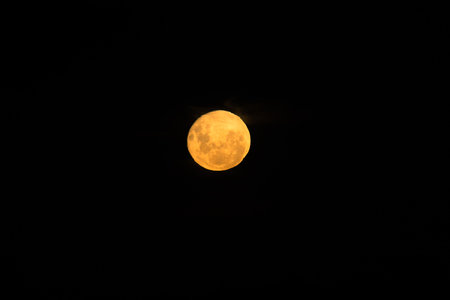 Moon in black sky background.の写真素材