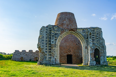 St Benet's brick ruins and all that remains of a substantial  Benedictine abbey in Norfolk Broads United Kingdom.の写真素材