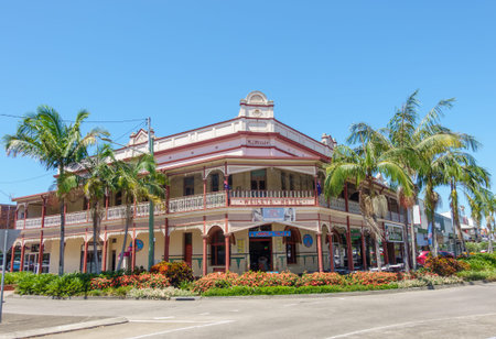 Grafton Australia - February 5 2026; Weiley's Market historic colonial style Hotel, re built 1909.after a fire in Pound Streetのeditorial素材