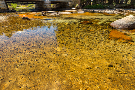 The Tuolumne River originates in Yosemite National Park, high in the Sierra Nevada, as two streams. The 7-mile Lyell Fork rises at the Lyell Glacier below Mount Lyell, the highest peak in Yosemite National Park, and flows north through Lyell Canyon. The 5の写真素材