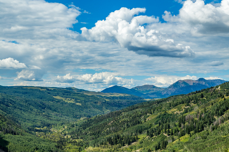 The San Juan Skyway forms a 233 mile loop in southwest Colorado traversing the heart of the San Juan Mountains festuring breathtaking mountain views and includes the portion of US 550 between Silverton and Ouray known as the Million Dollar Highway.の写真素材