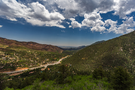 Pikes Peak is the highest summit of the southern Front Range of the Rocky Mountains. The ultra-prominent fourteener is located in Pike National Forest, 12 miles west of downtown Colorado Springs. The mountain is named in honor of American explorer Zebulonの写真素材
