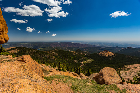 Pikes Peak is the highest summit of the southern Front Range of the Rocky Mountains. The ultra-prominent fourteener is located in Pike National Forest, 12 miles west of downtown Colorado Springs. The mountain is named in honor of American explorer Zebulonの写真素材