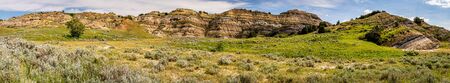 A panoramic view from the scenic drive at the North Unit of Theodore Roosevelt National Park in western North Dakota.の写真素材