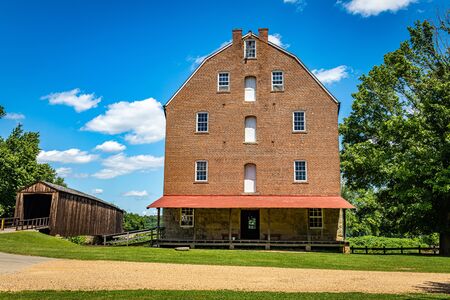 The Bollinger Mill State Historic Site is a state-owned property preserving a mill and covered bridge that pre-date the American Civil War in Burfordville, Cape Girardeau County, Missouri.の写真素材