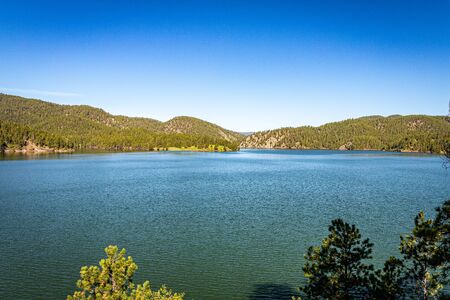 Pactola Lake is the largest reservoir in the Black Hills of South Dakota, created by the construction of the Pactola Dam in 1952.の写真素材