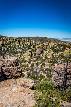 Chiricahua National Monument features nearly 12,000 acres of Rhyolite pinnacles, some rising hundreds of feet in the air, and is known as the "Wonderland of Rocks."の写真素材