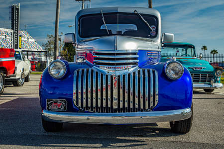 Daytona Beach, FL / USA - March 25, 2018: 1945 Chevrolet C-Series pickup truck at the Spring 2018 Daytona Turkey Run.のeditorial素材