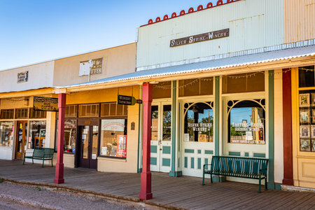 Tombstone, Arizona, USA - March 2, 2019: Morning view of Allen Street in the famous Old West Town...