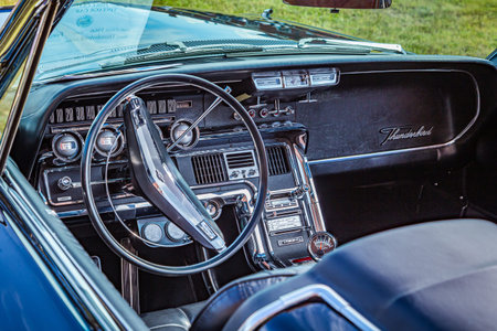 Fernandina Beach, FL / USA - September 22, 2018: 1966 Ford Thunderbird convertible at a car show at Fort Clinch in  Fernandina Beach, Florida near Jacksonville.のeditorial素材