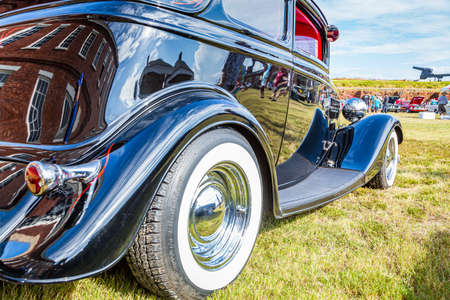 Fernandina Beach, FL / USA - September 22, 2018: 1933 Ford Victoria coupe at a car show at Fort Clinch in  Fernandina Beach, Florida near Jacksonville.のeditorial素材