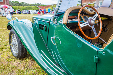 Fernandina Beach, FL / USA - September 22, 2018: 1955 MGTF 1500 at a car show at Fort Clinch in ...