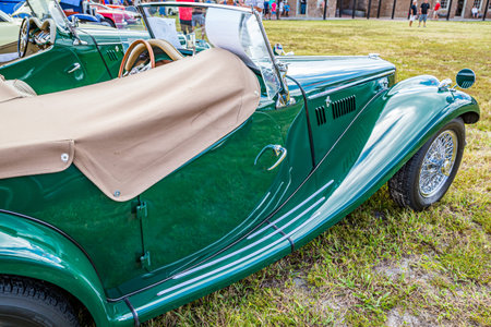 Fernandina Beach, FL / USA - September 22, 2018: 1955 MGTF 1500 at a car show at Fort Clinch in ...