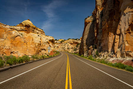 Desert and slot canyon views along Utah's famous scenic State Route 12.の写真素材
