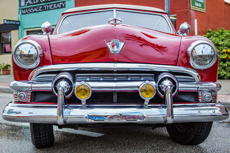 New Smyrna Beach, FL - August 12, 2017: 1951 Ford Victoria at the Canal Street Car Show.のeditorial素材