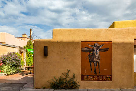 Santa Fe, NM / USA - September 20, 2016: The historic Burro Alley is located in downtown Santa Fe, New Mexico.のeditorial素材