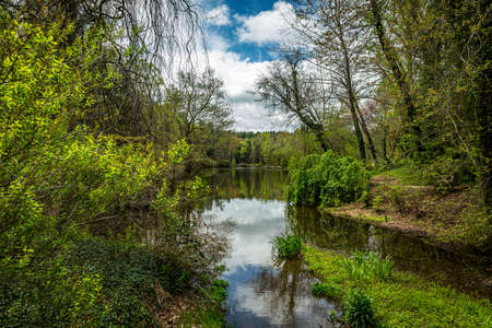 Asheville, NC / USA - April 27, 2018: Gardens and grounds of the Biltmore Estate in Asheville, North Carolina.のeditorial素材