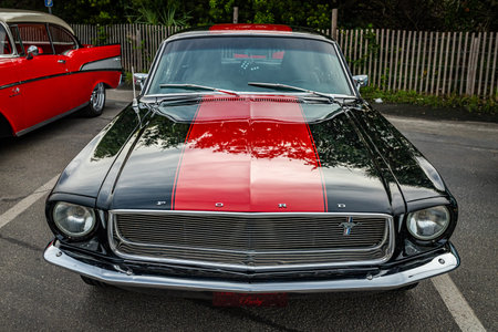 Tybee Island, GA - October 3, 2020: 1967 Ford Mustang hardtop coupe at a local car show.