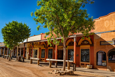 Tombstone, Arizona, USA - March 2, 2019: Morning view of Allen Street in the famous Old West Town Historic Districtのeditorial素材