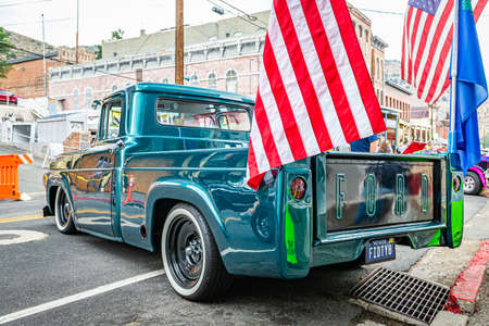 Virginia City, NV - July 30, 2021: 1958 Ford F-100 pickup truck at a local car show.のeditorial素材