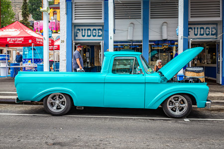 Virginia City, NV - July 30, 2021: 1961 Ford F-100 Pickup Truck at a local car show.