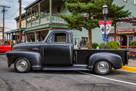 Virginia City, NV - July 30, 2021: 1954 Chevrolet 3100 Advance Design pickup truck at a local car show.のeditorial素材
