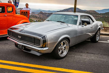 Virginia City, NV - July 31, 2021: 1967 Chevrolet Camaro SS hardtop coupe at a local car show.のeditorial素材