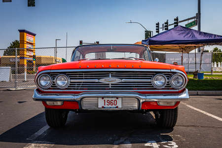 Reno, NV - August 3, 2021: 1960 Chevrolet BelAir Hardtop Coupe at a local car show.のeditorial素材