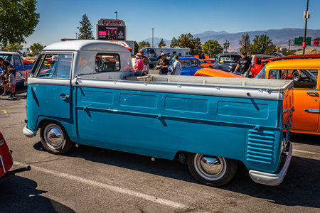 Reno, NV - August 4, 2021: 1956 Volkswagen Type II Transporter Pickup at a local car show.