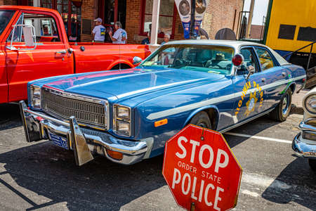 Virginia City, NV - July 30, 2021: 1978 Plymouth Fury A38 pursuit sedan police car at a local car show.のeditorial素材