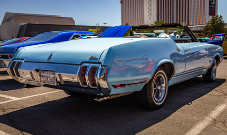 Reno, NV - August 4, 2021: 1970 Oldsmobile Cutlass Convertible at a local car show.のeditorial素材