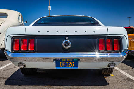 Reno, NV - August 4, 2021: 1970 Ford Mustang Boss 302 Fastback at a local car show.のeditorial素材