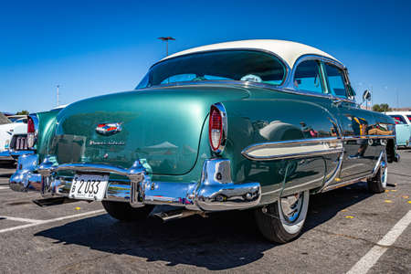 Reno, NV - August 4, 2021: 1954 Chevrolet BelAir Sport Coupe at a local car show.のeditorial素材