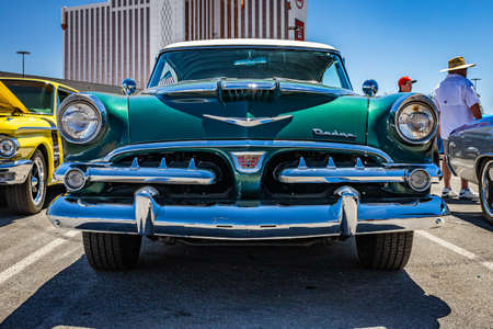 Reno, NV - August 5, 2021: 1956 Dodge Royal Lancer Hardtop Coupe at a local car show.のeditorial素材