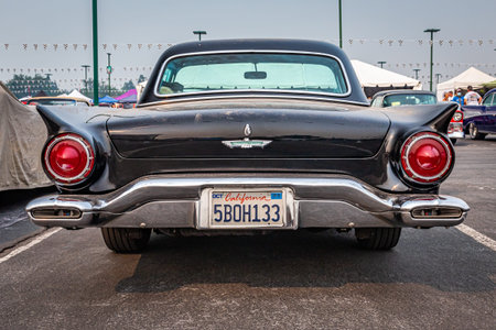 Reno, NV - August 6, 2021: 1957 Ford Thunderbird Convertible Roadster at a local car show.