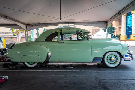 Reno, NV - August 6, 2021: 1950 Chevrolet Styleline Special Sport Coupe at a local car show.のeditorial素材