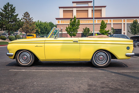 Reno, NV - August 6, 2021: 1955 Pontiac Safari Station Wagon at a local car show.のeditorial素材