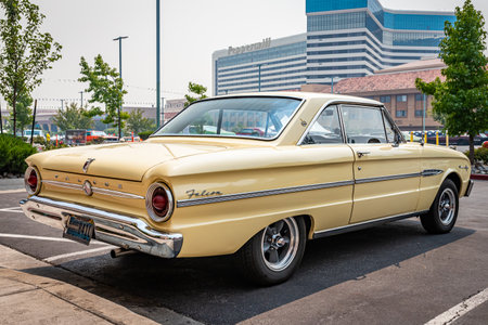 Reno, NV - August 6, 2021: 1963 Ford Falcon Sprint Hardtop Coupe at a local car show.のeditorial素材